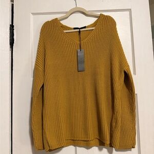 Jenni Kayne Mustard V-Neck Cabin Sweater